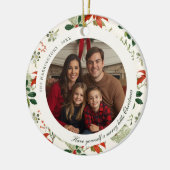 Vintage Christmas Greenery Patroon Foto Keramisch Ornament (Links)