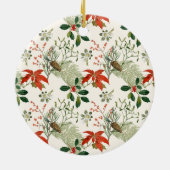 Vintage Christmas Greenery Patroon Foto Keramisch Ornament (Achterkant)