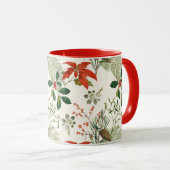 Vintage Christmas Greenery Patroon Foto Mok (Voorkant rechts)