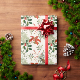 Vintage Christmas Greenery Pattern Cadeaupapier