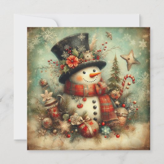 Vintage Christmas Greeting Card Feestdagenkaart (Voorkant)
