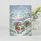 Vintage Christmas Greeting Card Feestdagenkaart (Staand voorkant)