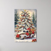 Vintage Christmas Greeting Card – Majestic Snow- Canvas Afdruk (Voorkant)