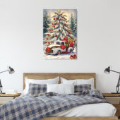 Vintage Christmas Greeting Card – Majestic Snow- Canvas Afdruk (Insitu (Slaapkamer))