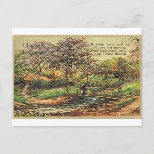 Vintage Christmas Greetings Postcard Briefkaart (Voorkant)