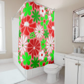 vintage christmas groovy 1960s floral douchegordijn (In situ)