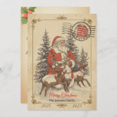 Vintage Christmas Hand-Drawn Flat Holiday Kaart (Voorkant / Achterkant)