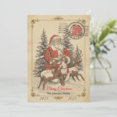 Vintage Christmas Hand-Drawn Flat Holiday Kaart (Staand voorkant)