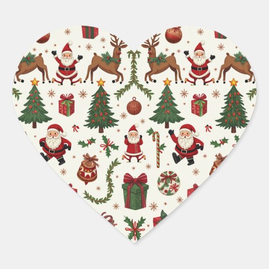 Vintage Christmas Heart Sticker (Voorkant)