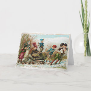 Vintage Christmas - Het thuisbrengen van de Yule L Feestdagen Kaart