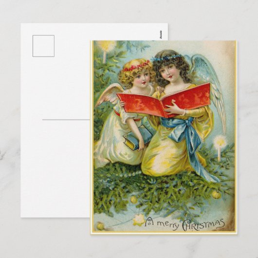 Vintage Christmas Holiday Angels briefkaart (Voorkant / Achterkant)
