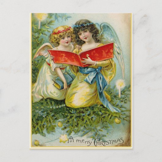 Vintage Christmas Holiday Angels briefkaart (Voorkant)