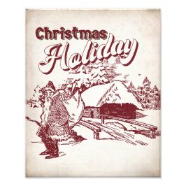 Vintage Christmas Holiday  Foto Afdruk