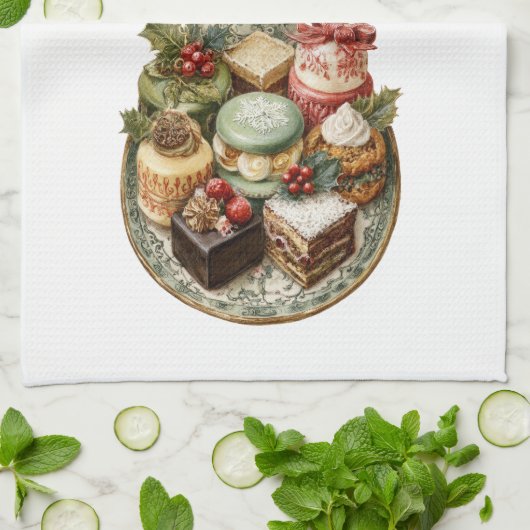 Vintage Christmas Holiday Kitchen Towel Theedoek (Gevouwen)