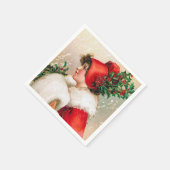 Vintage Christmas Holiday lady party servetten (Hoek)