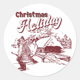 Vintage Christmas Holiday  Ronde Sticker
