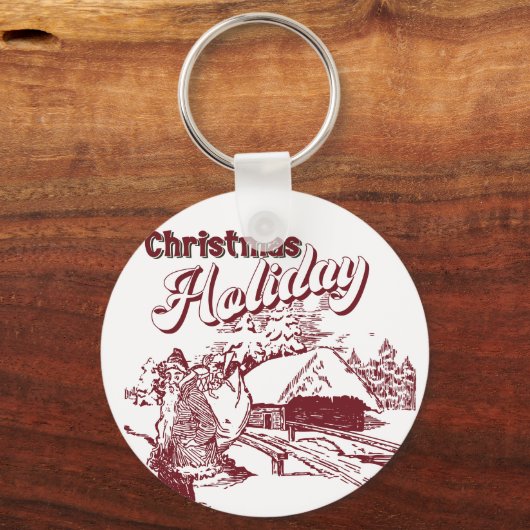 Vintage Christmas Holiday  Sleutelhanger (Voorkant)