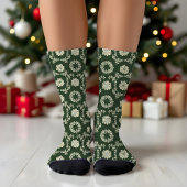 Vintage Christmas Holiday Wreath Pattern Sokken