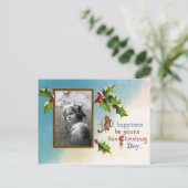 Vintage Christmas Holy en Foto Briefkaart (Staand voorkant)
