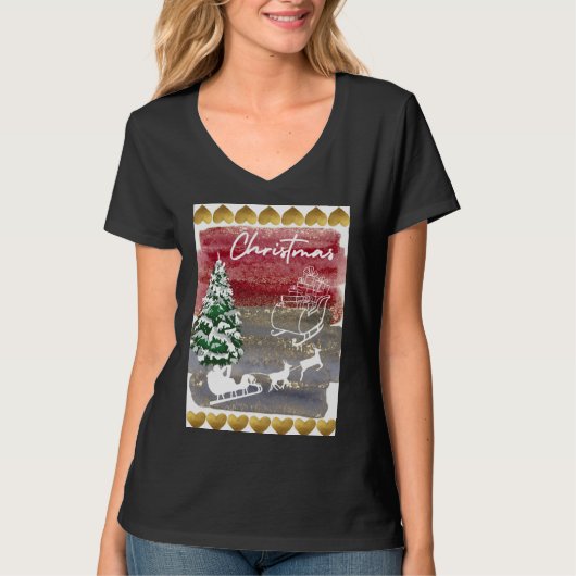 Vintage Christmas House Flag  T-shirt (Voorkant)