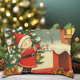 Vintage Christmas Illustration Accent Kussen