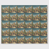 Vintage Christmas Illustration Cadeaupapier (Vlak)