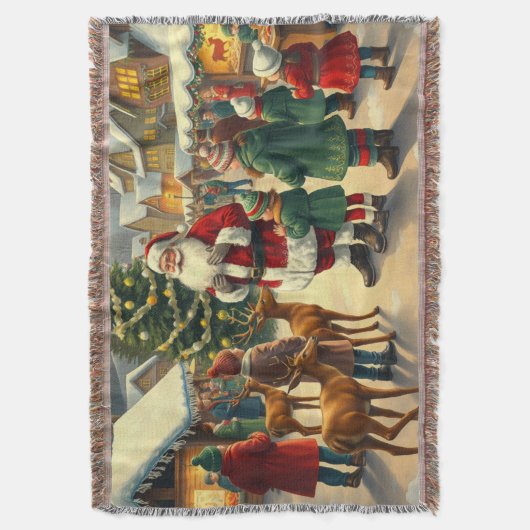 Vintage Christmas Illustration Deken (Voorkant Verticaal)