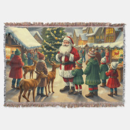 Vintage Christmas Illustration Deken