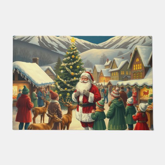 Vintage Christmas Illustration Deurmat (Voorkant)