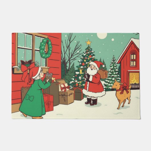 Vintage Christmas Illustration Deurmat (Voorkant)