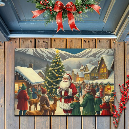 Vintage Christmas Illustration Deurmat