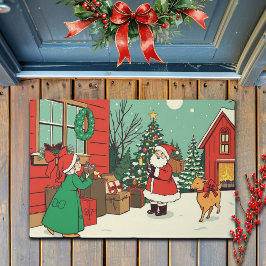 Vintage Christmas Illustration Deurmat