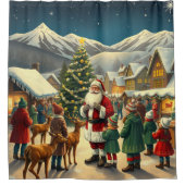 Vintage Christmas Illustration Douchegordijn (Voorkant)