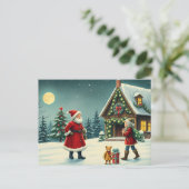 Vintage Christmas Illustration Feestdagenkaart (Staand voorkant)