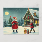 Vintage Christmas Illustration Feestdagenkaart (Voorkant)