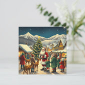 Vintage Christmas Illustration Feestdagenkaart (Staand voorkant)