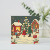 Vintage Christmas Illustration Feestdagenkaart (Staand voorkant)