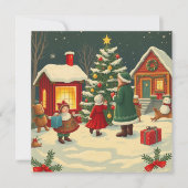 Vintage Christmas Illustration Feestdagenkaart (Voorkant)