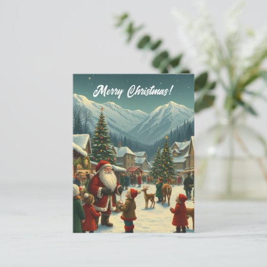 Vintage Christmas Illustration Feestdagenkaart (Staand voorkant)