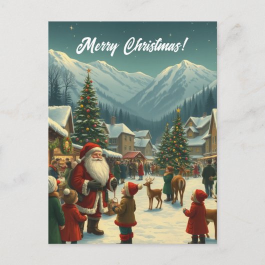 Vintage Christmas Illustration Feestdagenkaart (Voorkant)