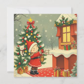 Vintage Christmas Illustration Feestdagenkaart (Voorkant)