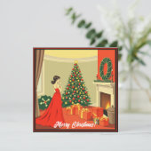 Vintage Christmas Illustration Feestdagenkaart (Staand voorkant)