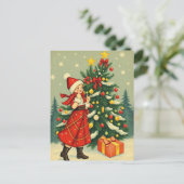 Vintage Christmas Illustration Feestdagenkaart (Staand voorkant)