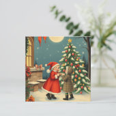 Vintage Christmas Illustration Feestdagenkaart (Staand voorkant)