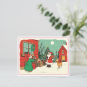 Vintage Christmas Illustration Feestdagenkaart (Staand voorkant)