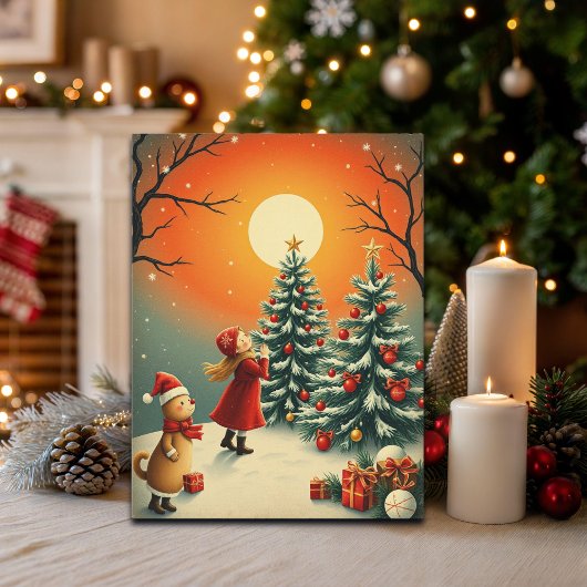 Vintage Christmas Illustration Feestdagenkaart