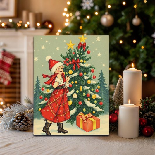 Vintage Christmas Illustration Feestdagenkaart