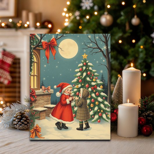 Vintage Christmas Illustration Feestdagenkaart