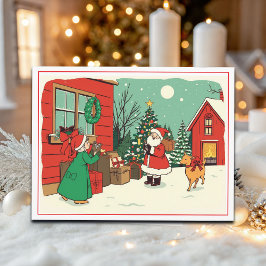 Vintage Christmas Illustration Feestdagenkaart