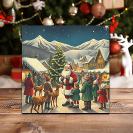 Vintage Christmas Illustration Feestdagenkaart
